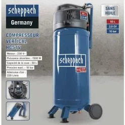 COMPRESSEUR D'AIRE VERTICAL ELECTRIQUE 10 BAR 50LT SANS HUILE SCHEPPACH HC51V -Promos SCHEPPACH Boutique 18515466 5