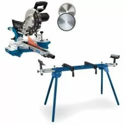 Scheppach Spécial Scheppach ! Scie à Onglet Composée Coulissante HM254 - 2000W | 255mm | Laser, LED Et Table Rotative | 2 Lames De Scie + Support UMF2000