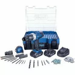 Perceuse à Percussion SCHEPPACH 20V Pro Series - 2 Batteries 4,0 Ah - 1 Chargeur Rapide - Coffret 206 Accessoires - DTB20-20ProS