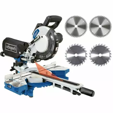 Pack SCHEPPACH Scie à Onglet Radiale - 216 Mm - 2000W - HM216 - 4 Lames 24-48 Dents 3 Pack SCHEPPACH Scie à Onglet Radiale - 216 Mm - 2000W - HM216 - 4 Lames 24-48 Dents