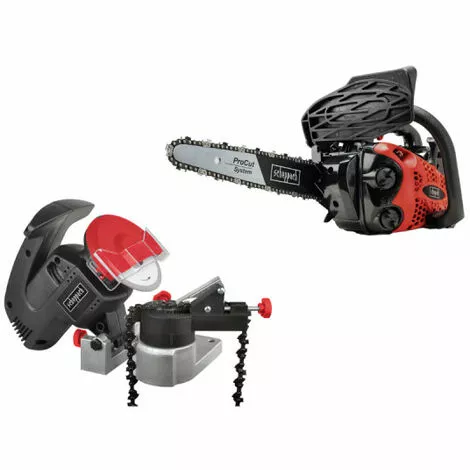 Pack SCHEPPACH Affuteuse De Chaîne - 220 W - KS1200 - Tronçonneuse Thermique ProCut - 25 Cm - 700 W - CSP2540 3 Pack SCHEPPACH Affuteuse De Chaîne - 220 W - KS1200 - Tronçonneuse Thermique ProCut - 25 Cm - 700 W - CSP2540