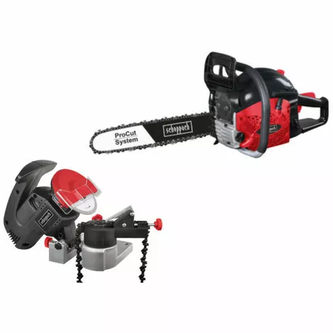 Pack SCHEPPACH Affuteuse De Chaîne - 220 W - KS1200 - Tronçonneuse Thermique ProCut - 46 Cm - 1800 W - CSH46 3 Pack SCHEPPACH Affuteuse De Chaîne - 220 W - KS1200 - Tronçonneuse Thermique ProCut - 46 Cm - 1800 W - CSH46